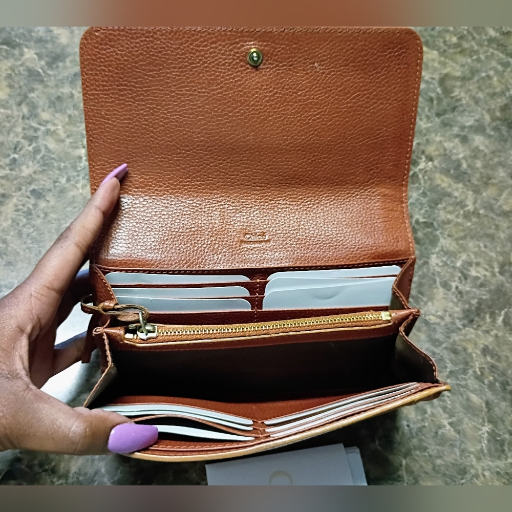 Chloé Brown Leather Zip Wallet - Picture 12 of 15